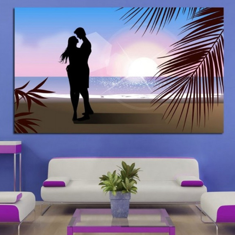 Πίνακας σε καμβά με Θάλασσα με ερωτευμένο ζευγάρι